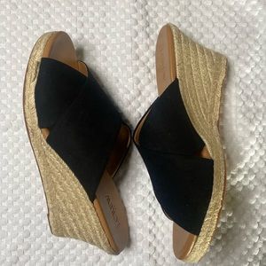 J. Crew Suede Peep-Toe Espadrille Wedges